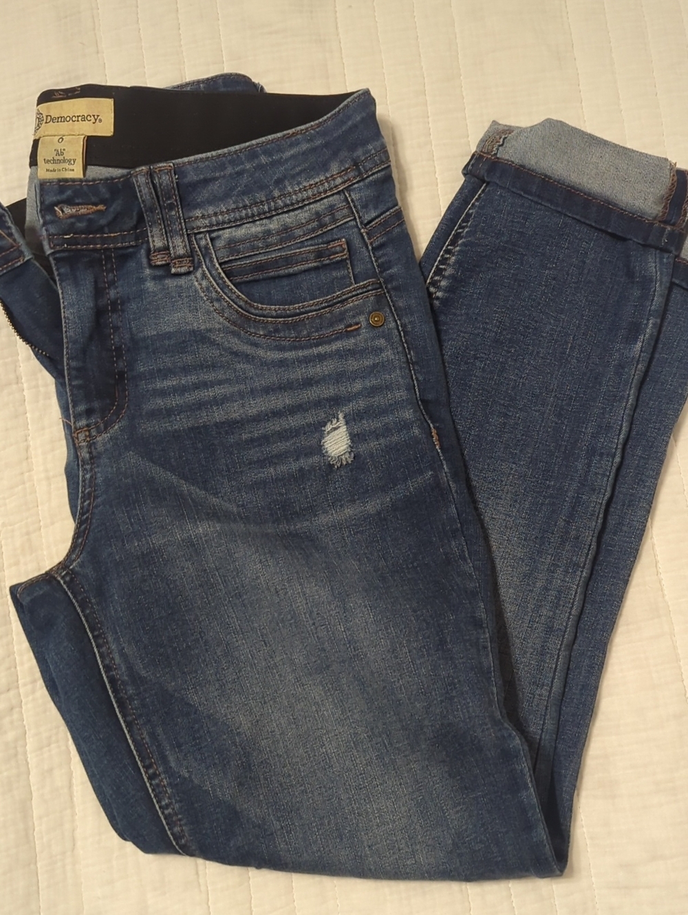 Democracy Dark Blue Skinny Jeans with Light Distress